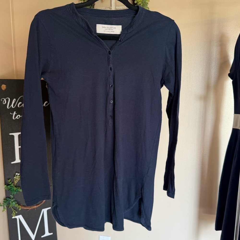 Zara Collection Blue button 3/4 Sleeve Bella Swan Shirt size M